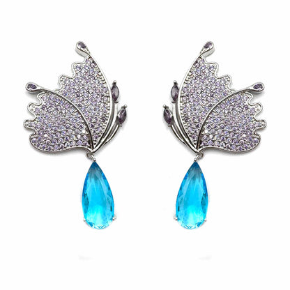 Palestro Milano Orecchini Farfalle Lillac con goccia blu