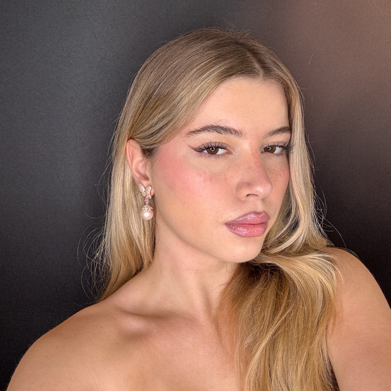 Palestro Milano Orecchini Farfalline di pavè con perla