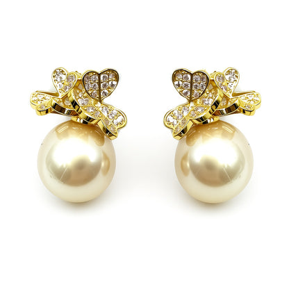 Palestro Milano Orecchini Farfalline gold cristallo Perla con Farfalline in volo
