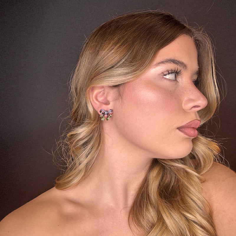 Palestro Milano Orecchini Fiocchetti di pavè con palline