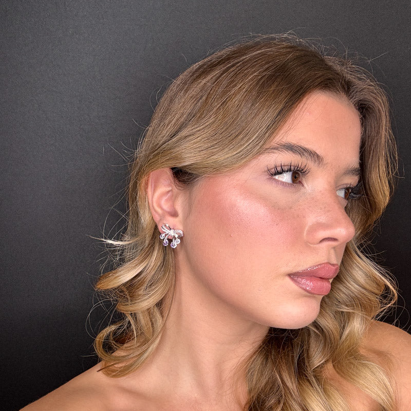 Palestro Milano Orecchini Fiocchetti di pavè con palline