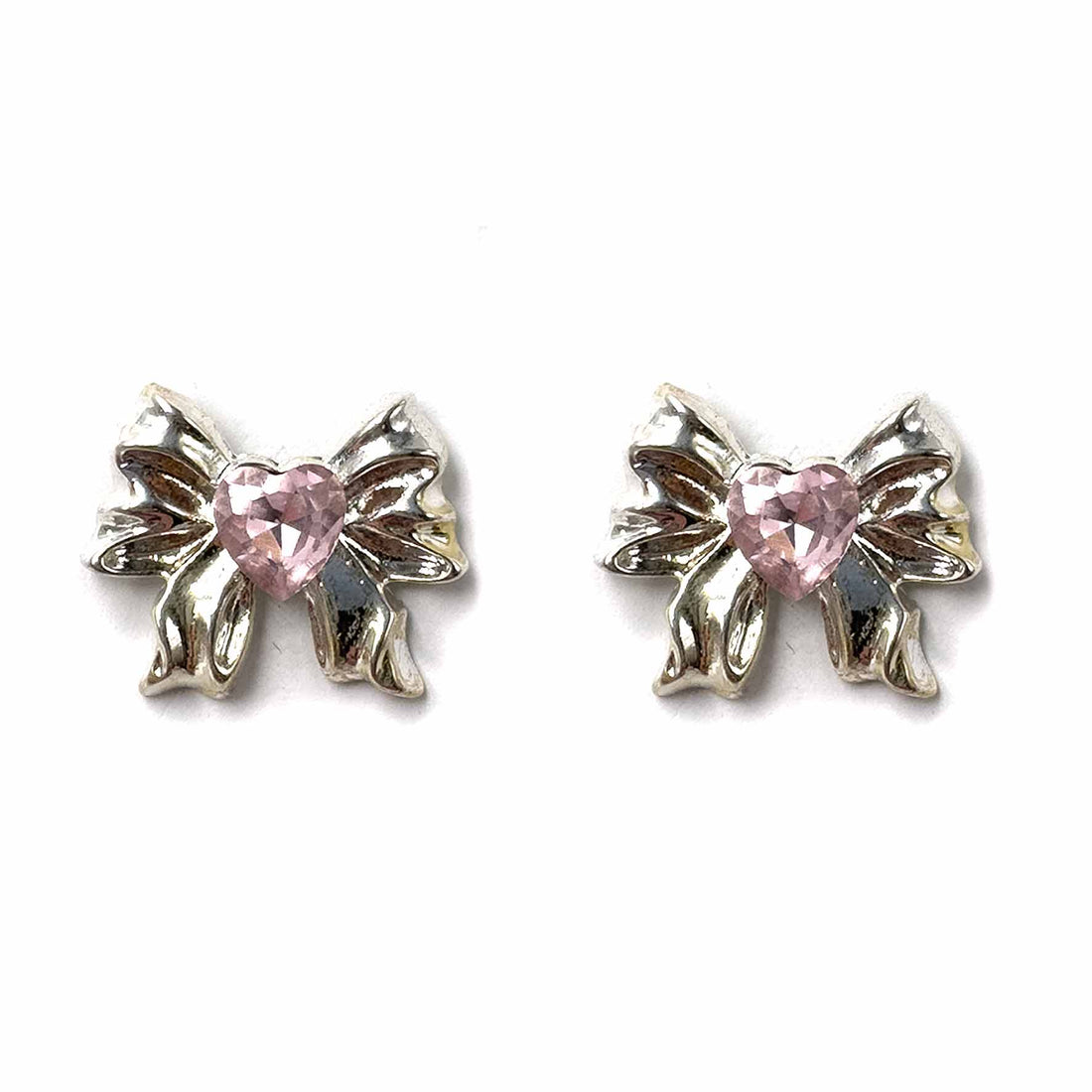 Palestro Milano Orecchini Fiocchetti silver con cuore pink