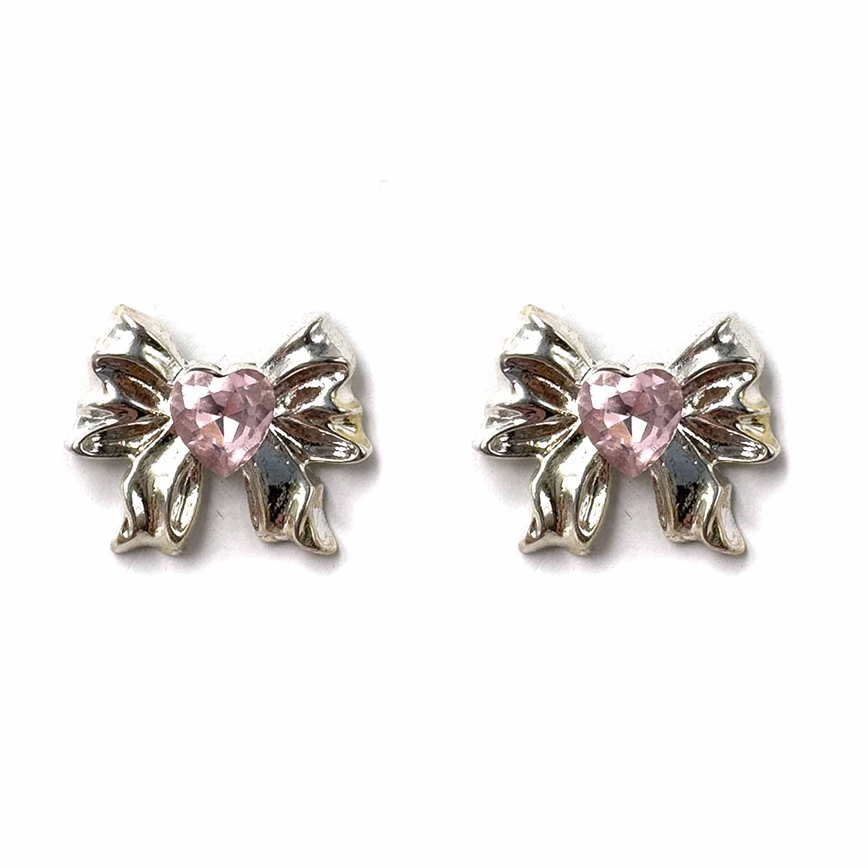 Palestro Milano Orecchini Fiocchetti silver con cuore pink
