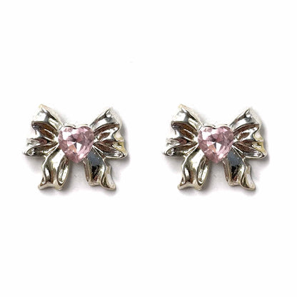 Palestro Milano Orecchini Fiocchetti silver con cuore pink