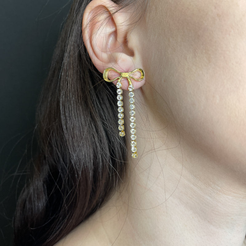 Palestro Milano Orecchini Fiocchettini Gold con zirconi