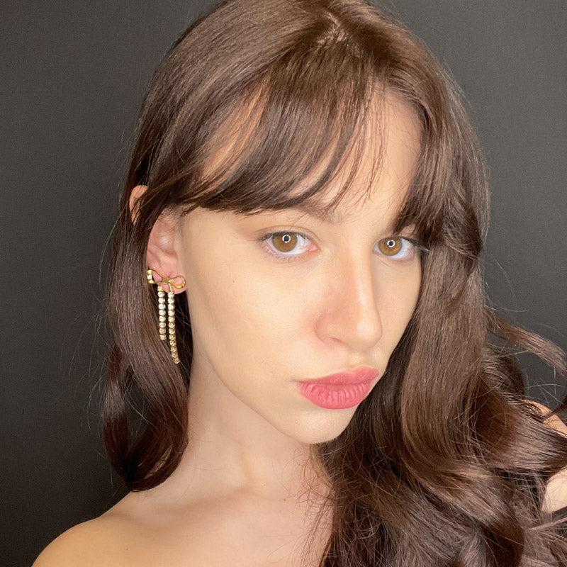 Palestro Milano Orecchini Fiocchettini Gold con zirconi