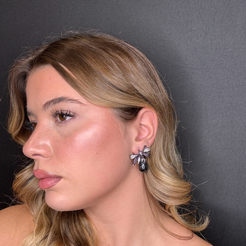 Palestro Milano Orecchini Fiocchetto con Perla scura pendente