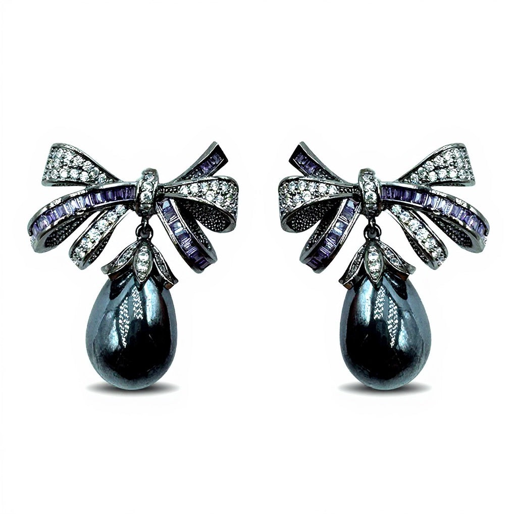 Palestro Milano Orecchini Fiocchetto con Perla scura pendente