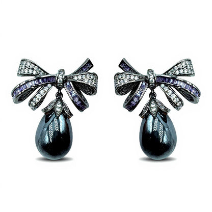 Palestro Milano Orecchini Fiocchetto con Perla scura pendente