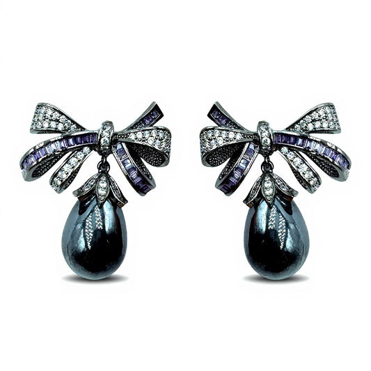 Palestro Milano Orecchini Fiocchetto con Perla scura pendente