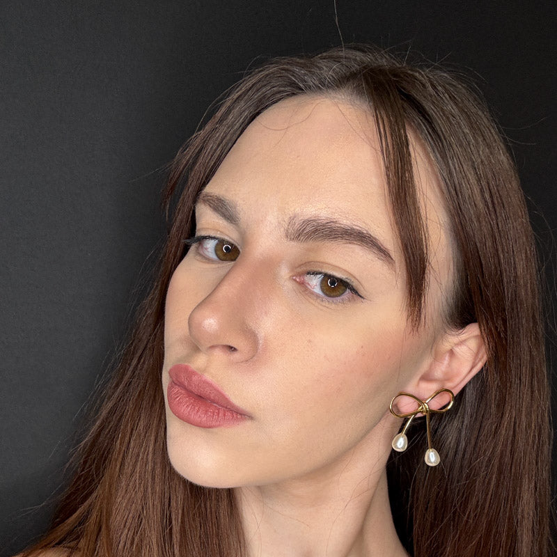 Palestro Milano Orecchini Fiocchi gold con perlina