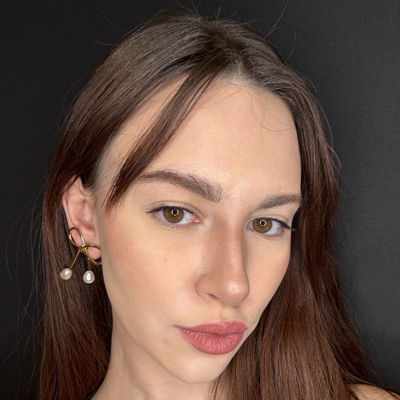 Palestro Milano Orecchini Fiocchi gold con perlina