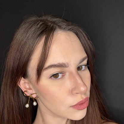 Palestro Milano Orecchini Fiocchi gold con perlina