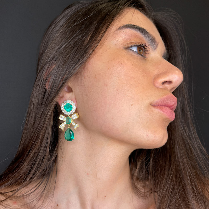 Palestro Milano Orecchini Fiocchi Smeraldo