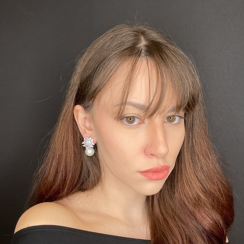 Palestro Milano Orecchini Fiocco di Neve perla