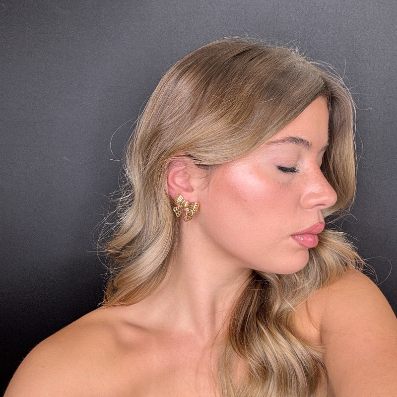 Palestro Milano Orecchini Fiocco ricamato d'Oro