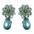 Palestro Milano Orecchini Fiore Azzurro Fiore di cristalli con perla
