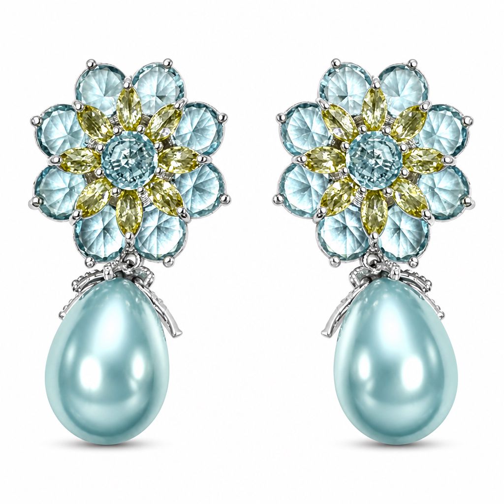 Fiore di cristalli con perla