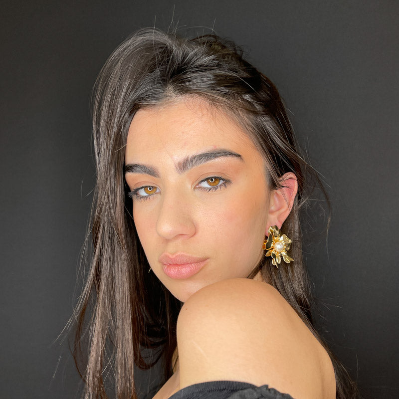 Palestro Milano Orecchini Fiore Big Gold Lucido