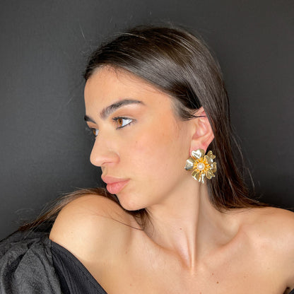 Palestro Milano Orecchini Fiore Big Gold Lucido