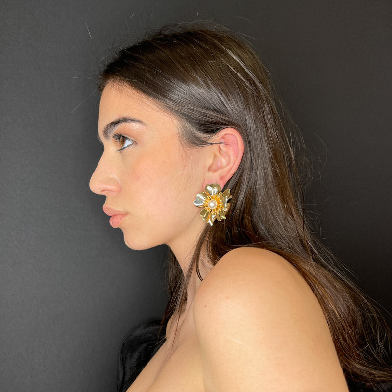 Palestro Milano Orecchini Fiore Big Gold Lucido