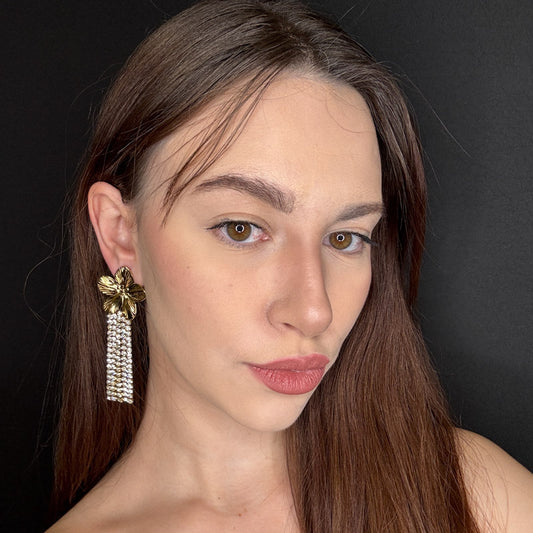 Palestro Milano Orecchini Fiore con cascata di zirconi