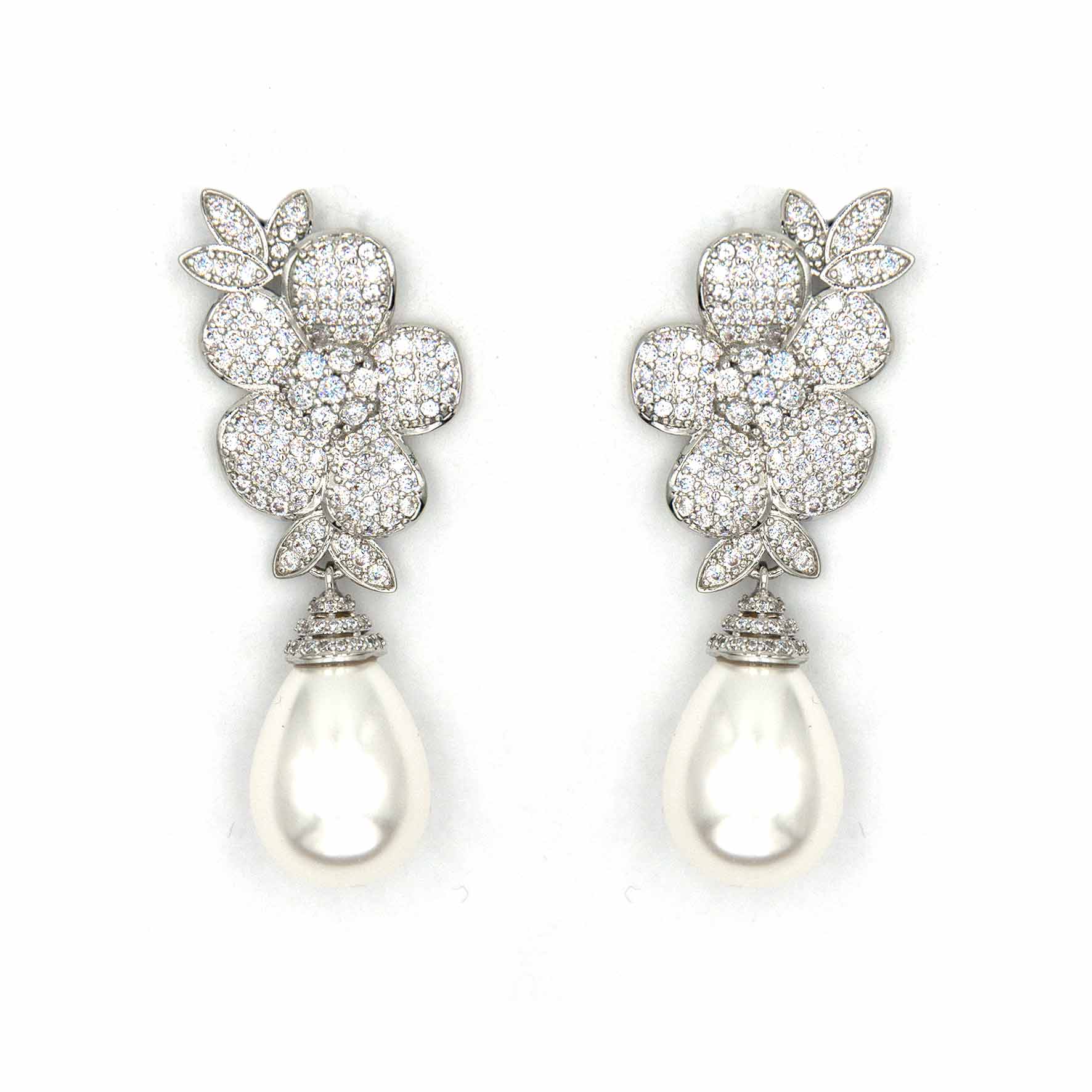 Orecchini A Goccia EVER FAITH Per Sposa – Pendenti A Foglia Con Strass, Bigiotteria Elegante In Confezione Regalo