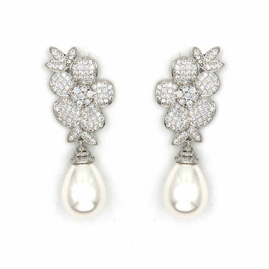 Palestro Milano Orecchini Fiore con perla a goccia
