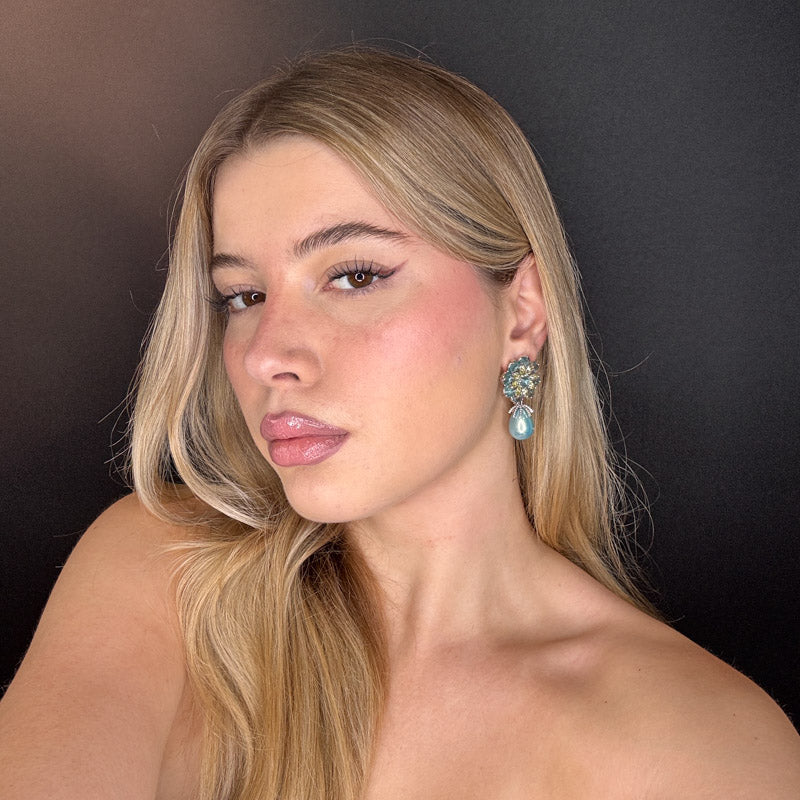 Palestro Milano Orecchini Fiore di cristalli con perla