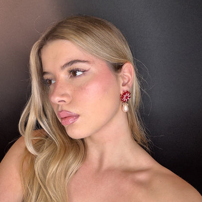 Palestro Milano Orecchini Fiore di cristalli con perla