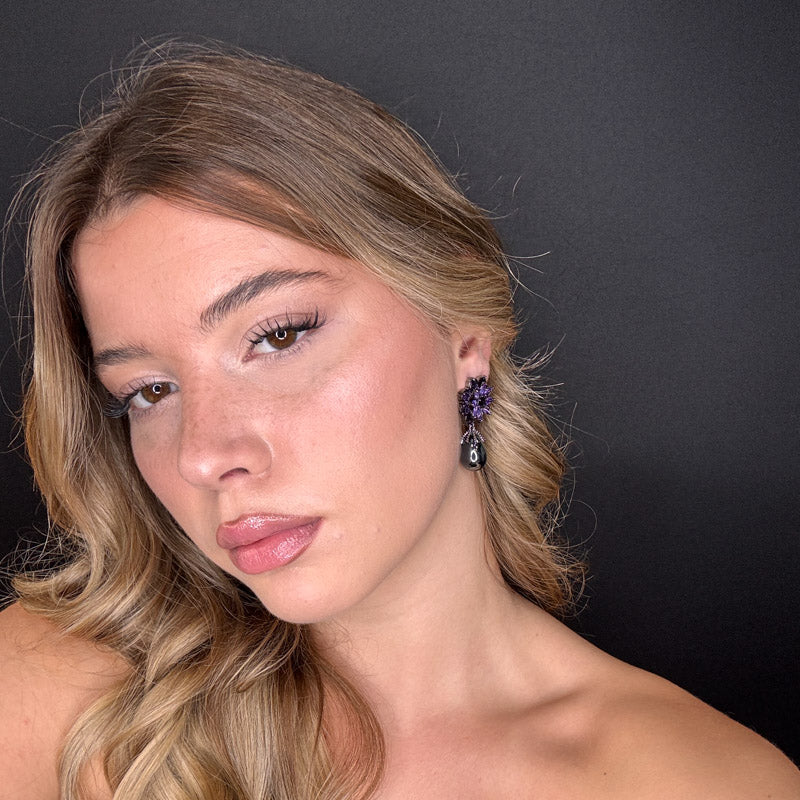 Palestro Milano Orecchini Fiore di cristalli con perla