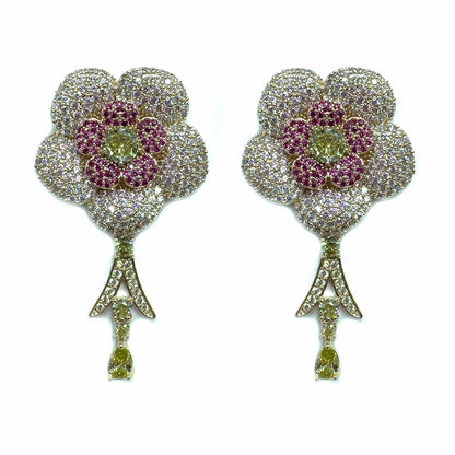 Palestro Milano Orecchini Fiore di pavè pink con cristalli