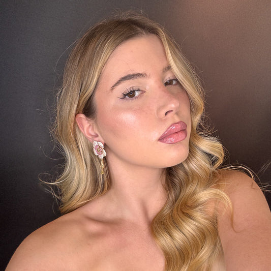 Palestro Milano Orecchini Fiore di pavè pink con cristalli