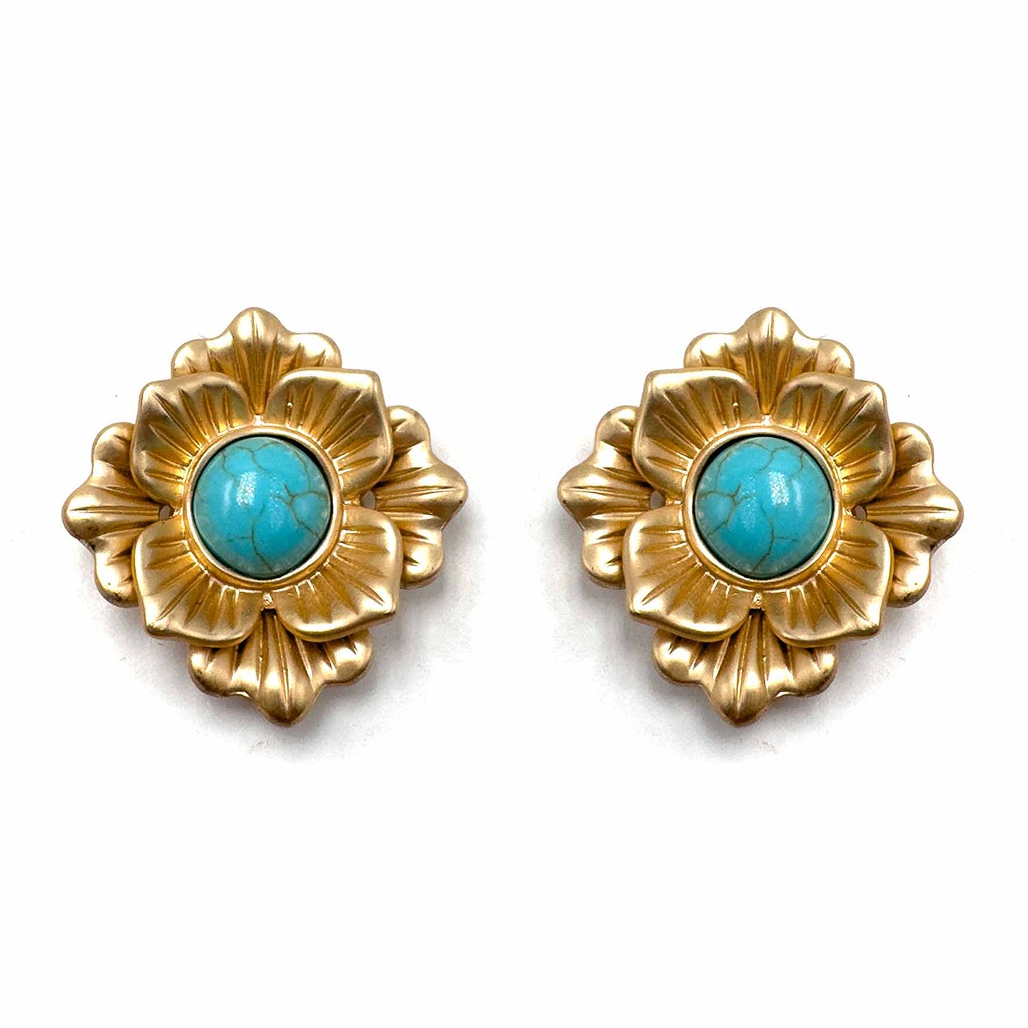 Palestro Milano Orecchini Fiore gold torquoise