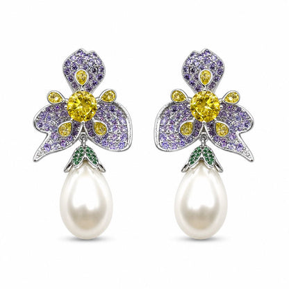Fiore lillac di pavè con perla