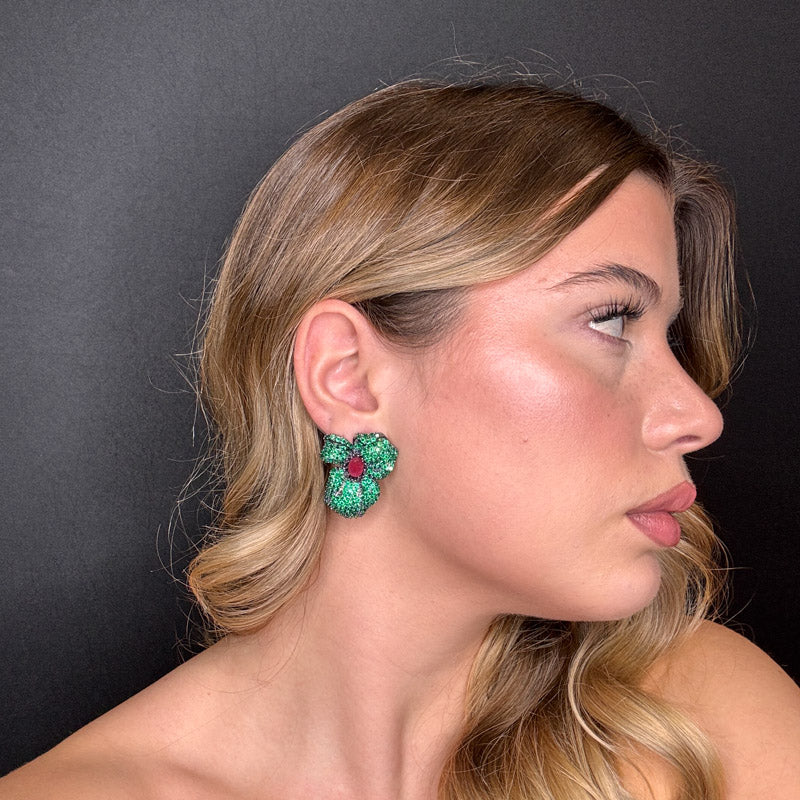 Palestro Milano Orecchini Fiore Misterioso di Pavè