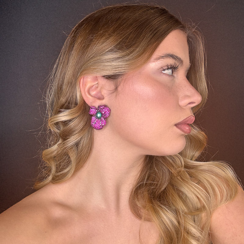 Palestro Milano Orecchini Fiore Misterioso di Pavè