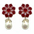 Palestro Milano Orecchini Fiore Rosso Fiore di cristalli con perla
