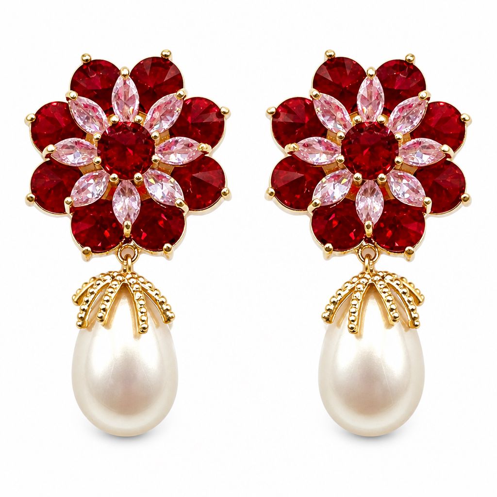 Fiore di cristalli con perla