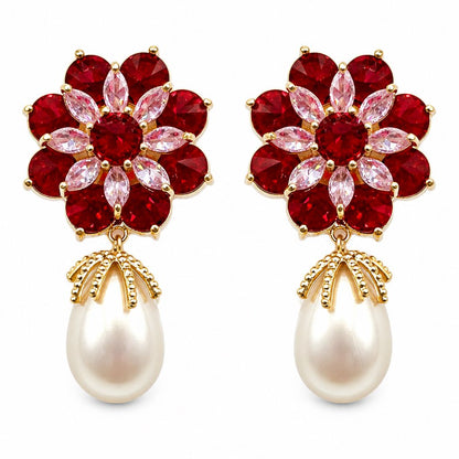 Fiore di cristalli con perla