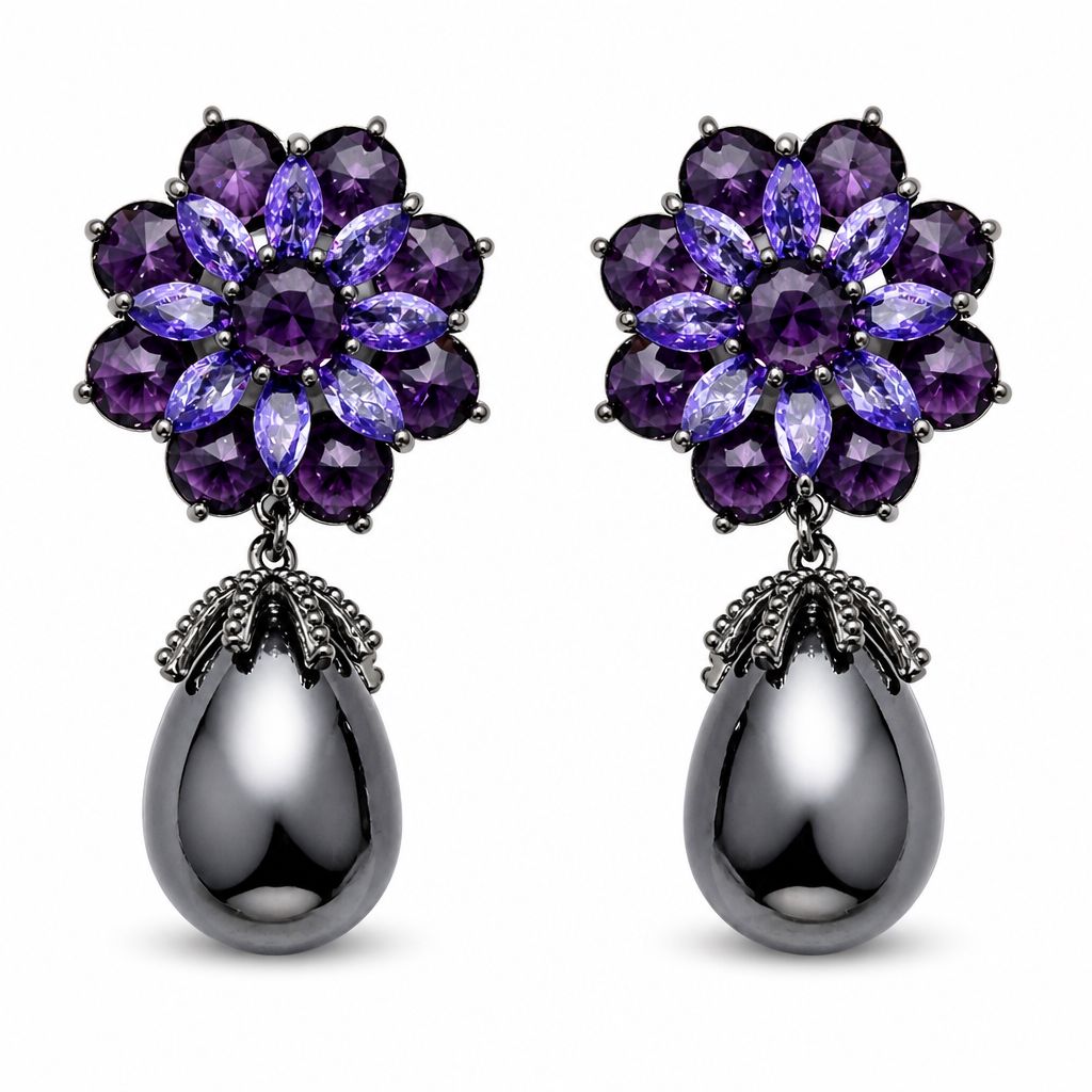 Fiore di cristalli con perla