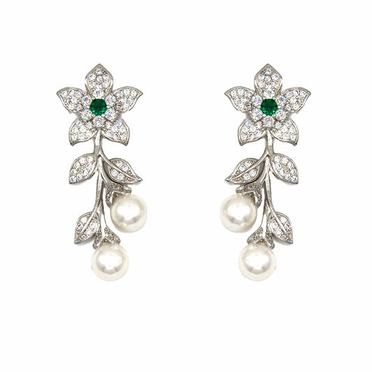 Palestro Milano Orecchini Fiorellini con doppia perla