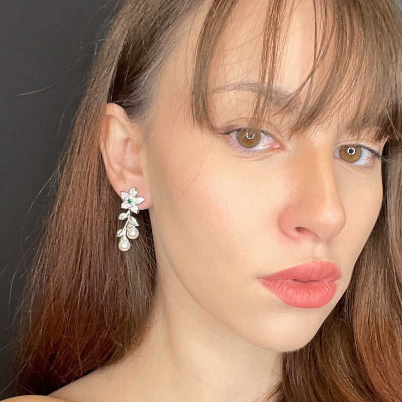 Palestro Milano Orecchini Fiorellini con doppia perla