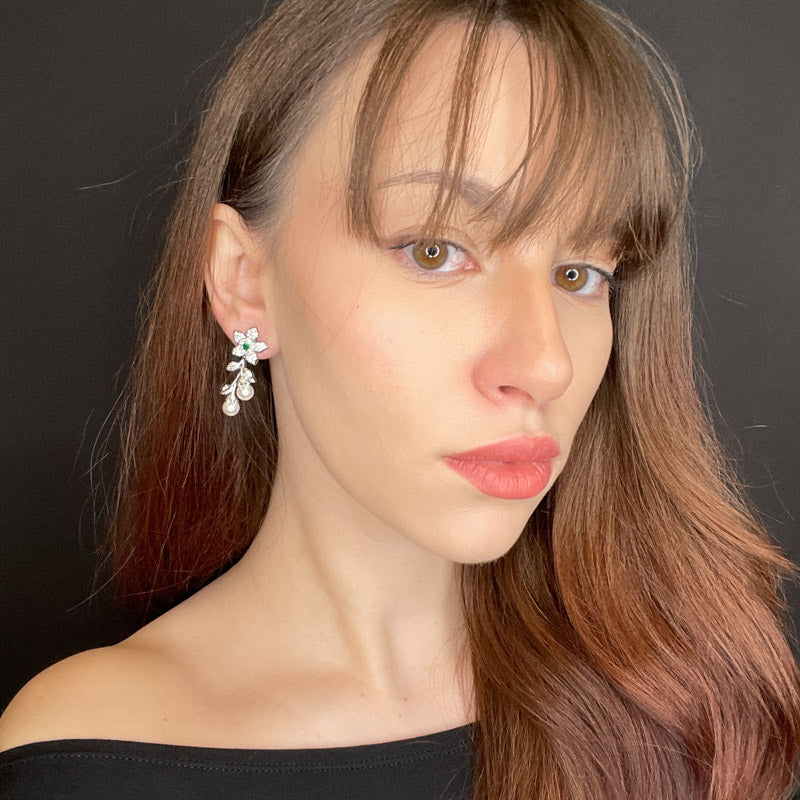 Palestro Milano Orecchini Fiorellini con doppia perla