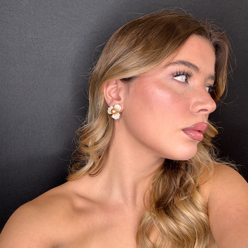 Palestro Milano Orecchini Fiorellini con perla big