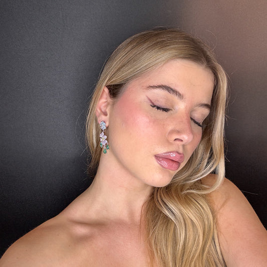 Palestro Milano Orecchini Fiorellini di pavè con goccioline