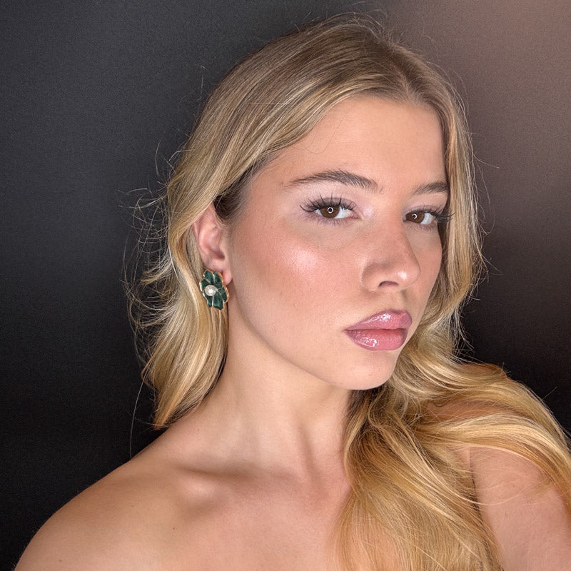 Palestro Milano Orecchini Fiorellini Smaltati con Perlina