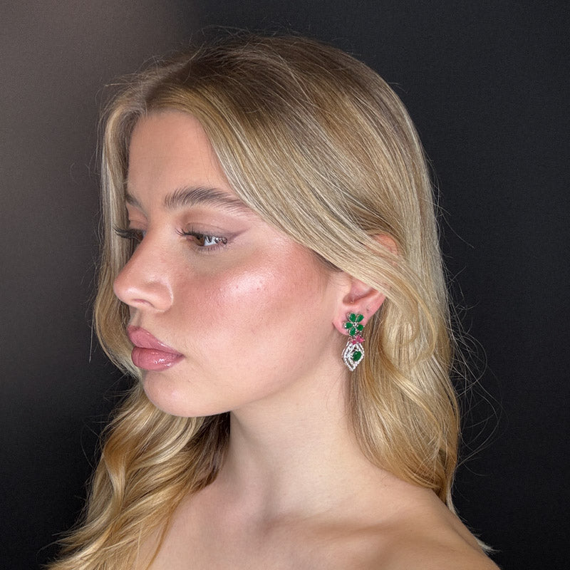 Palestro Milano Orecchini Fiorellino con diadema di pavè