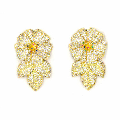 Palestro Milano Orecchini Fiorellino con foglia total gold