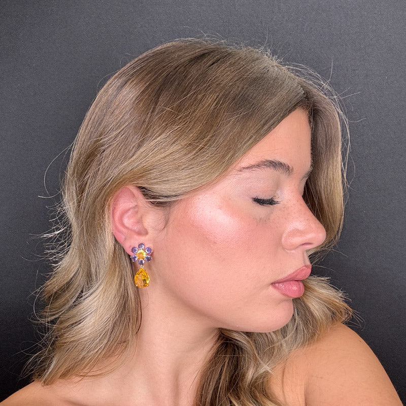 Palestro Milano Orecchini Fiorellino di Gemme Colorate